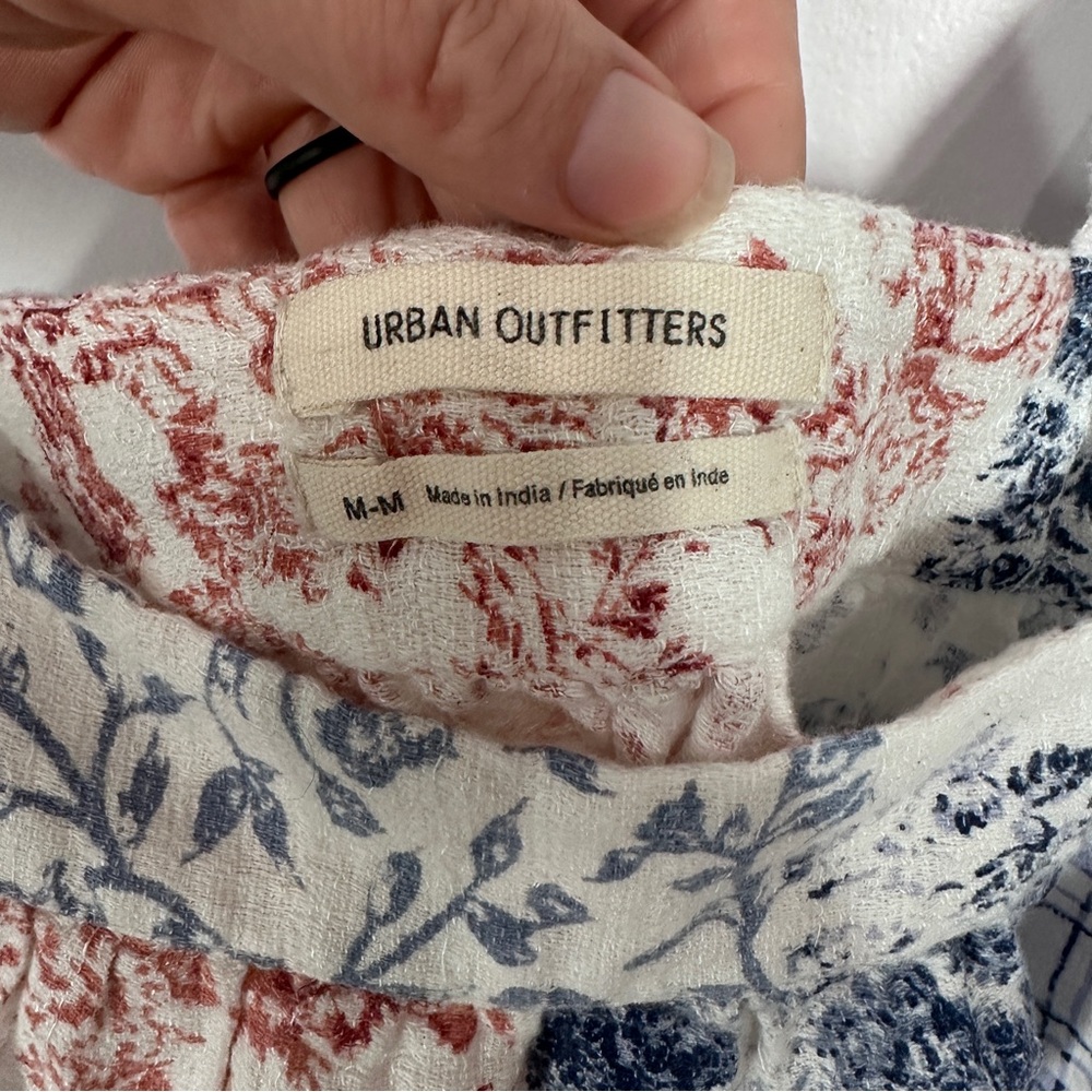 Urban Outfitters Maya Patchwork Printed Tank Top Medium Cropped Red White Blue - Picture 5 of 8